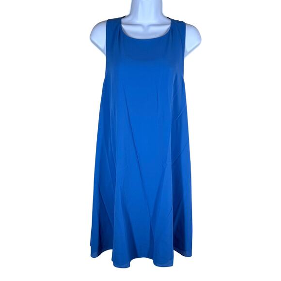 Alice + Olivia Fletcher Silk Blue Low Racerback Tunic Dress Women's Large Soft - Picture 3 of 9